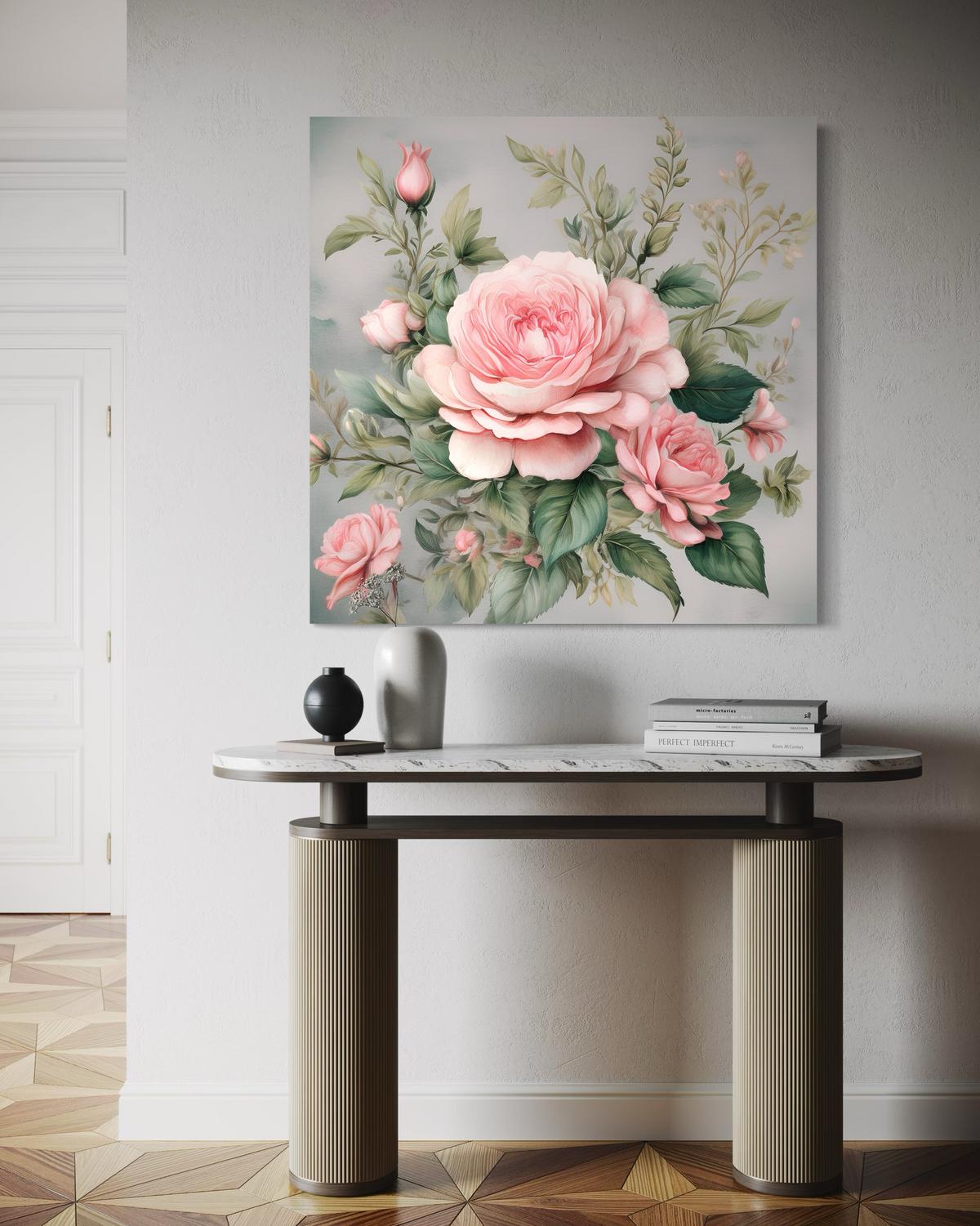 WANDBILD rose shabby chic blumen - Pink, Textil (30/30cm) - Feeby