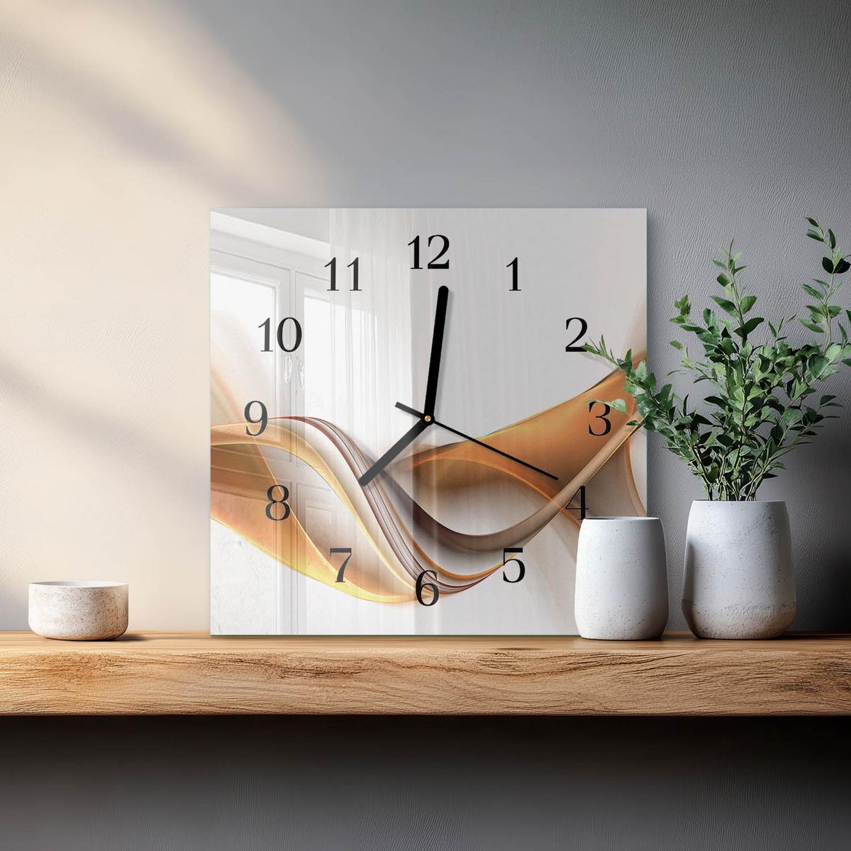 WANDUHR aus Glas 30x30 cm - Abstraktion - Orange, Glas (30/30/0.4cm) - TULUP