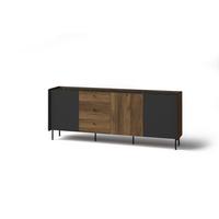 KOMMODE KREON 200/78,6/40cm mit 3 Schubladen 3 Türen Braun - Schwarz/Braun, Holzwerkstoff (200/78.6/40cm) - MASSENO
