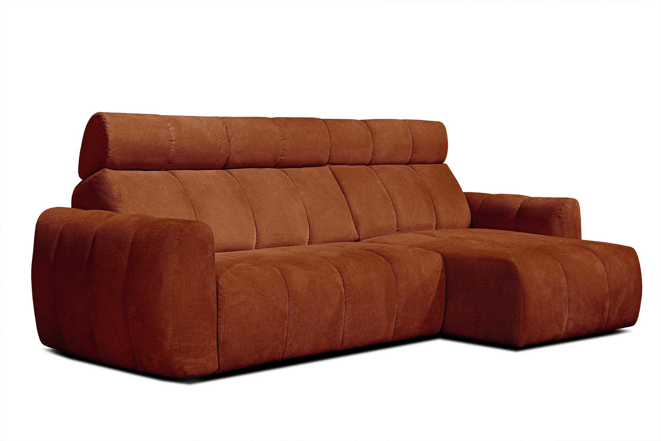 ECKSOFA KIMI 3-Sitzer, ausziehbarer Sitz, verstellbare Kopfstützen, rot - Rot/Schwarz, Holzwerkstoff/Textil (270/160cm) - Wozimo