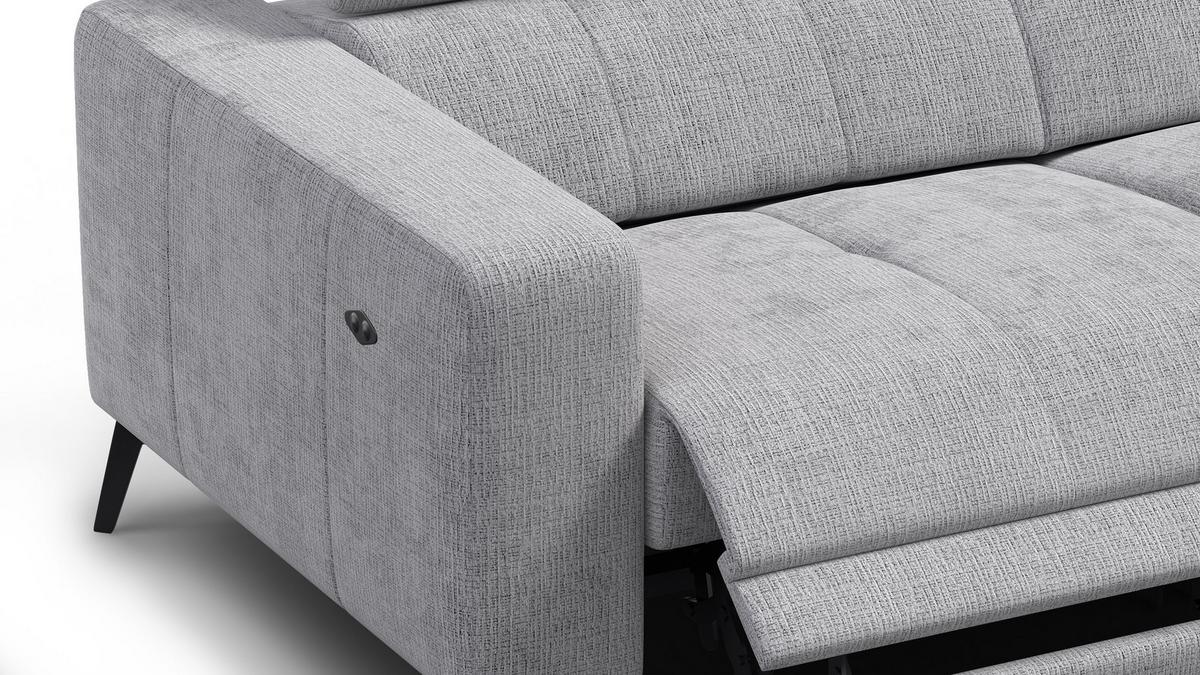 RELAXSOFA MORELLO 3-Sitzer, hellgrau, 2 x Relax Zero Gravity - Hellgrau, Holz/Textil (206/82/103cm) - Wozimo