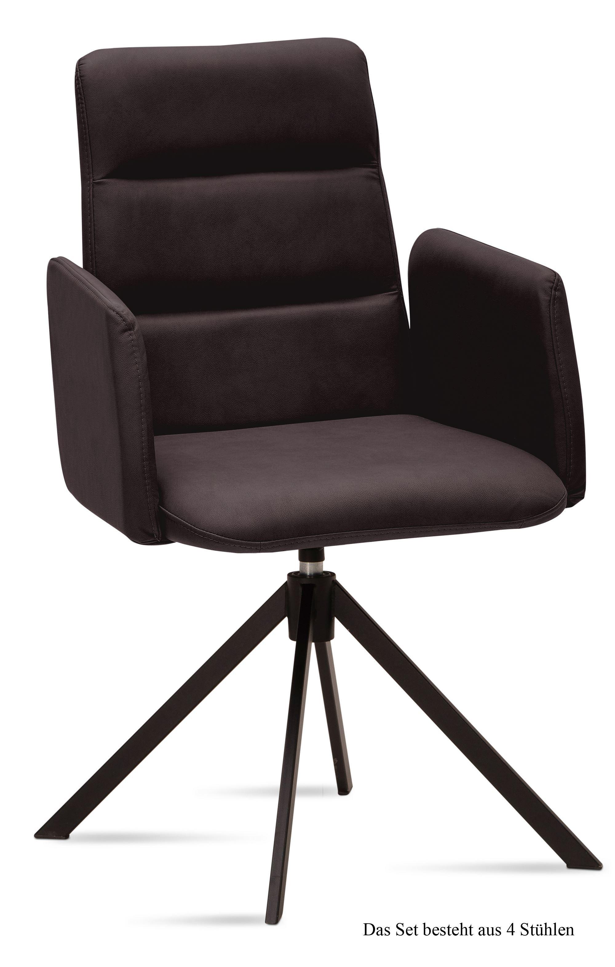 ARMLEHNSTUHL drehbar (4er-Set) Deidre 52x92x60 Schwarz/Espresso - Dunkelbraun/Schwarz, Kunststoff (60/92/52cm) - 58aufmkessel