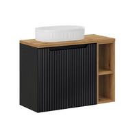 WASCHTISCH 80.4cm Riva Schwarz und Holz - Schwarz, Holzwerkstoff (80.4/59.5/40cm) - Petits-meubles
