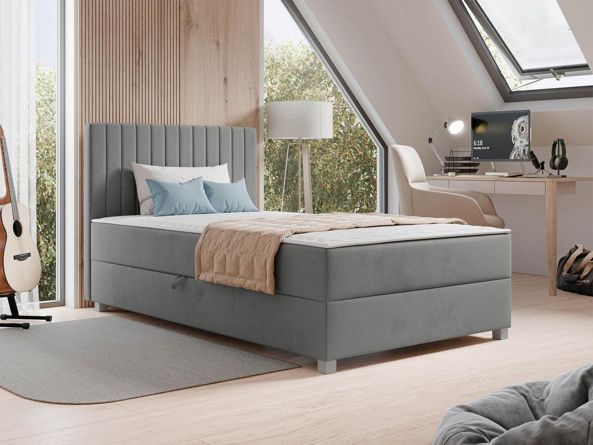 BOXBETT Viki - H3 - Silberfarben/Grau, Holzwerkstoff/Kunststoff (120/200cm) - MIRJAN24