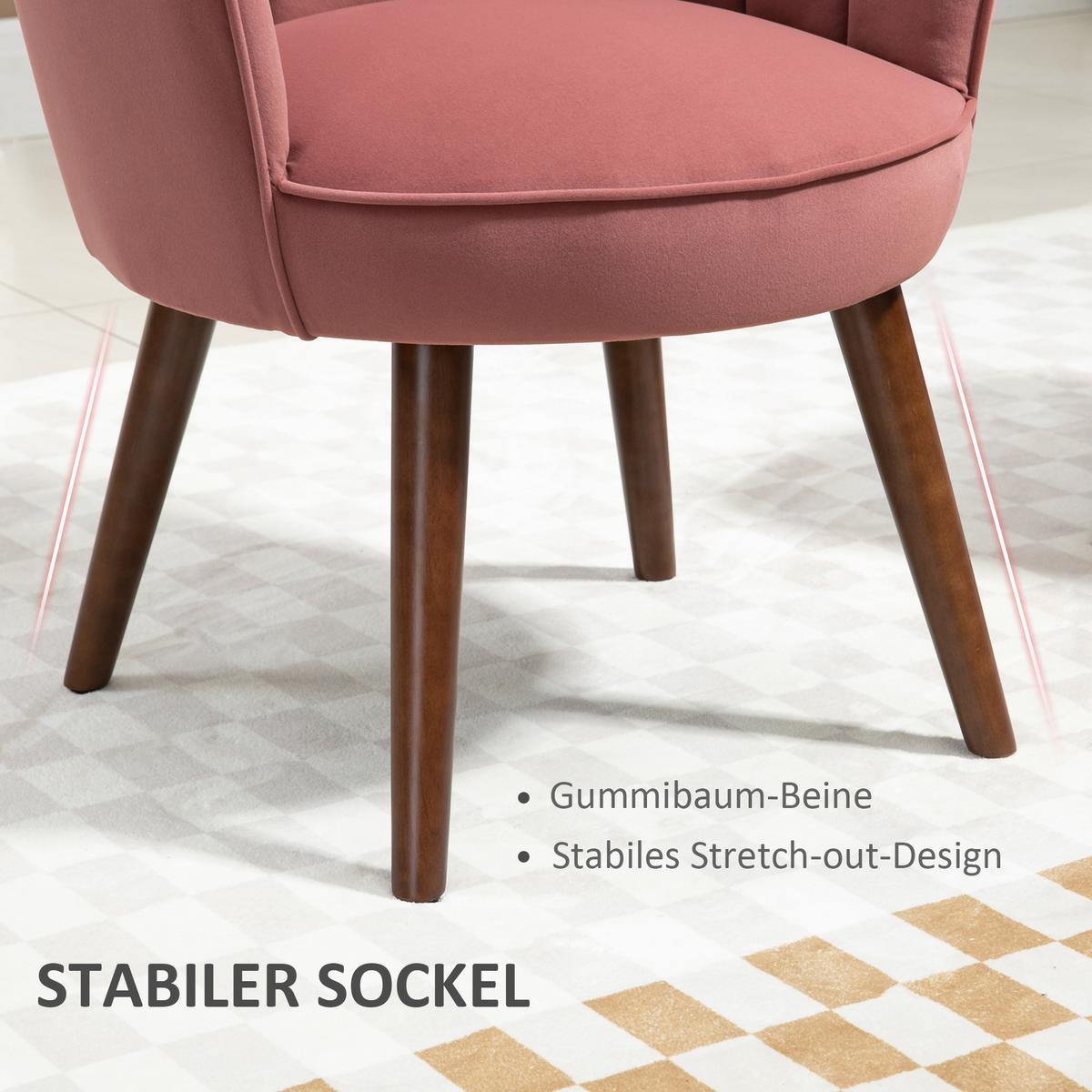 ESSZIMMERSTUHL Küchenstuhl mit Rückenlehne Polyester Gummiholz Rosa - Rosa, Kunststoff (66/78.5/66cm) - HOMCOM