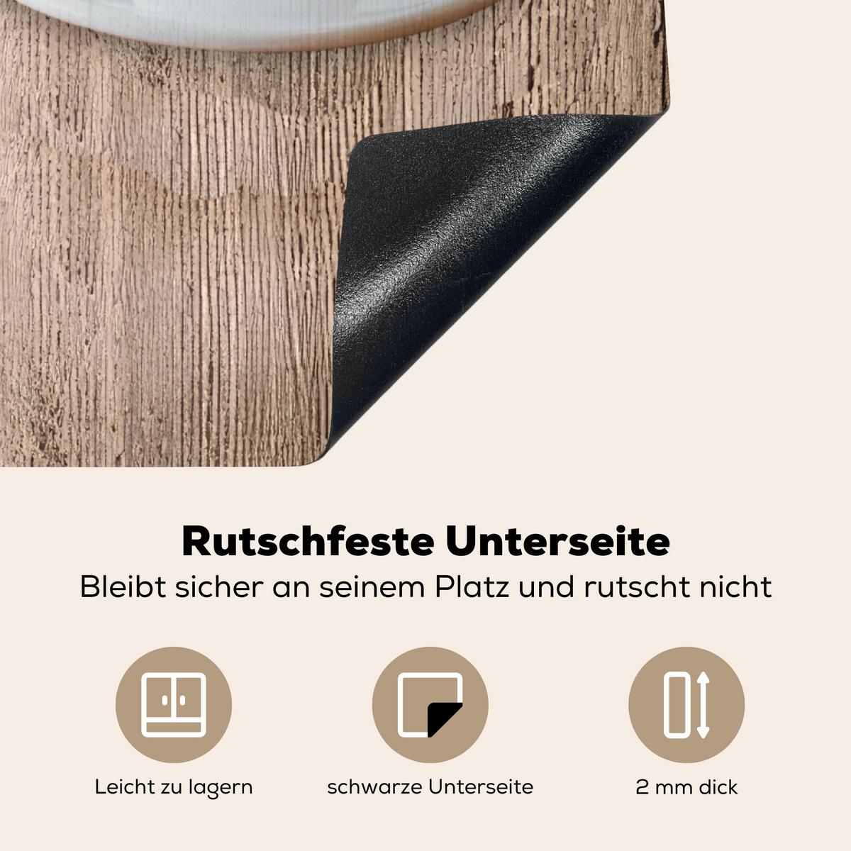 HERDABDECKPLATTE Bistro Parisien - Café - Kaffee - Jahrgang Induktionsmatte 78x78 cm - Cappuccino, Kunststoff (78/78/0.2cm) - MuchoWow
