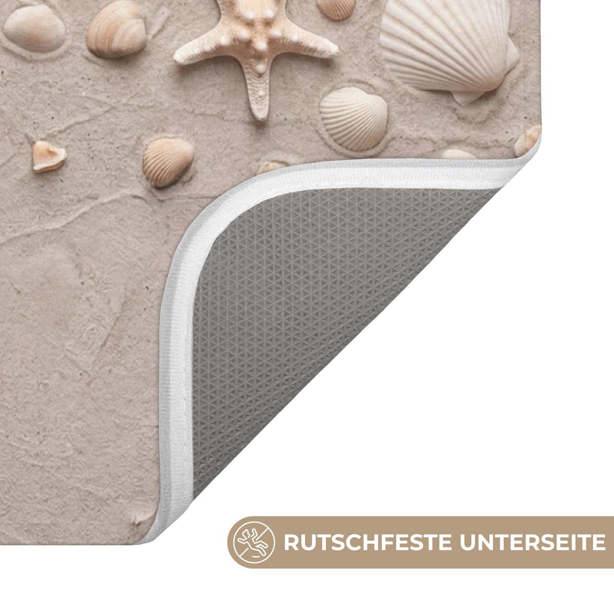 WC-VORLEGER Muscheln - Seesterne - Strand WC Teppich 40x60 cm - Sandfarben, Textil (40/1cm) - OnlyWow
