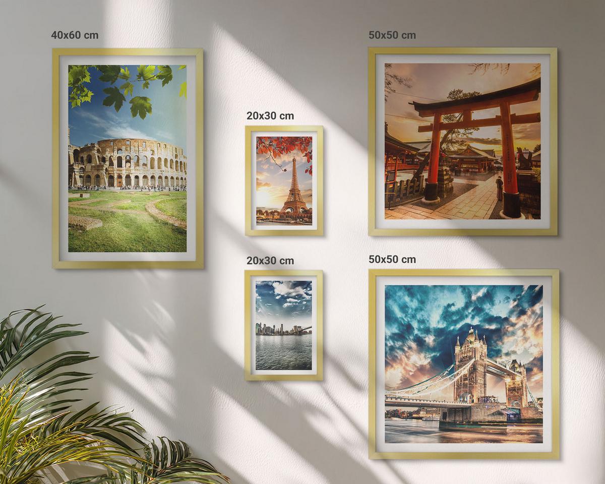 BILDER SET 5er Set - 50x50 cm & 20x30 cm & 40x60 cm Goldrahmen - Entspannende Zen-Steine für inneren Frieden - Goldfarben, Kunststoff (40/60cm) - TULUP