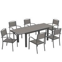 OUTDOOR-ESSGRUPPE 7er Set Aluminium WPC Grau - Grau, Kunststoff/Metall - Outsunny