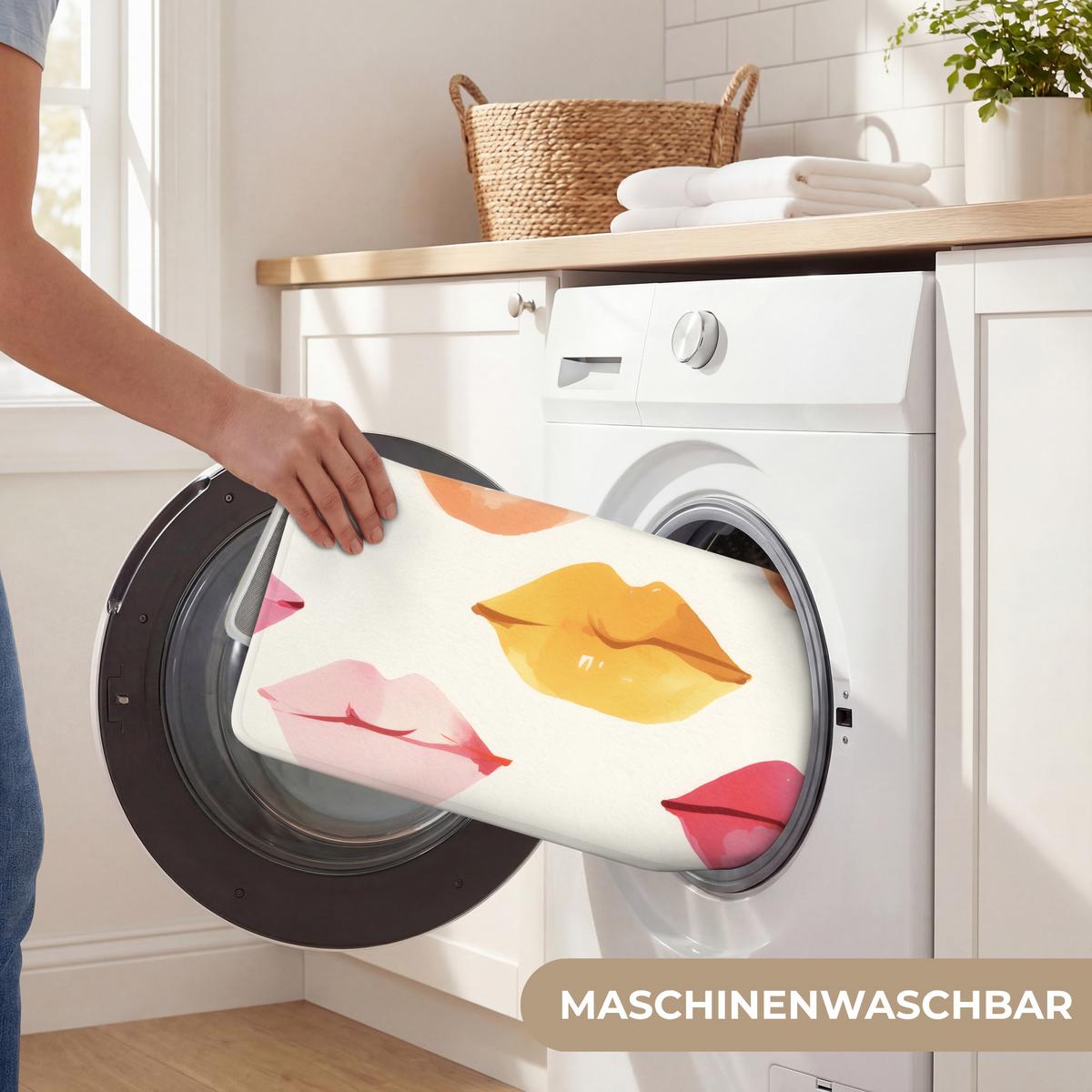 BADEMATTE Lippen - Bunt - Glänzend 80x50 cm - Rosa, Textil (80/50cm) - OnlyWow