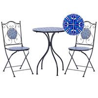 BALKONSET 2-Sitzer schwarz Cigliano - Blau/Schwarz, Metall - Beliani