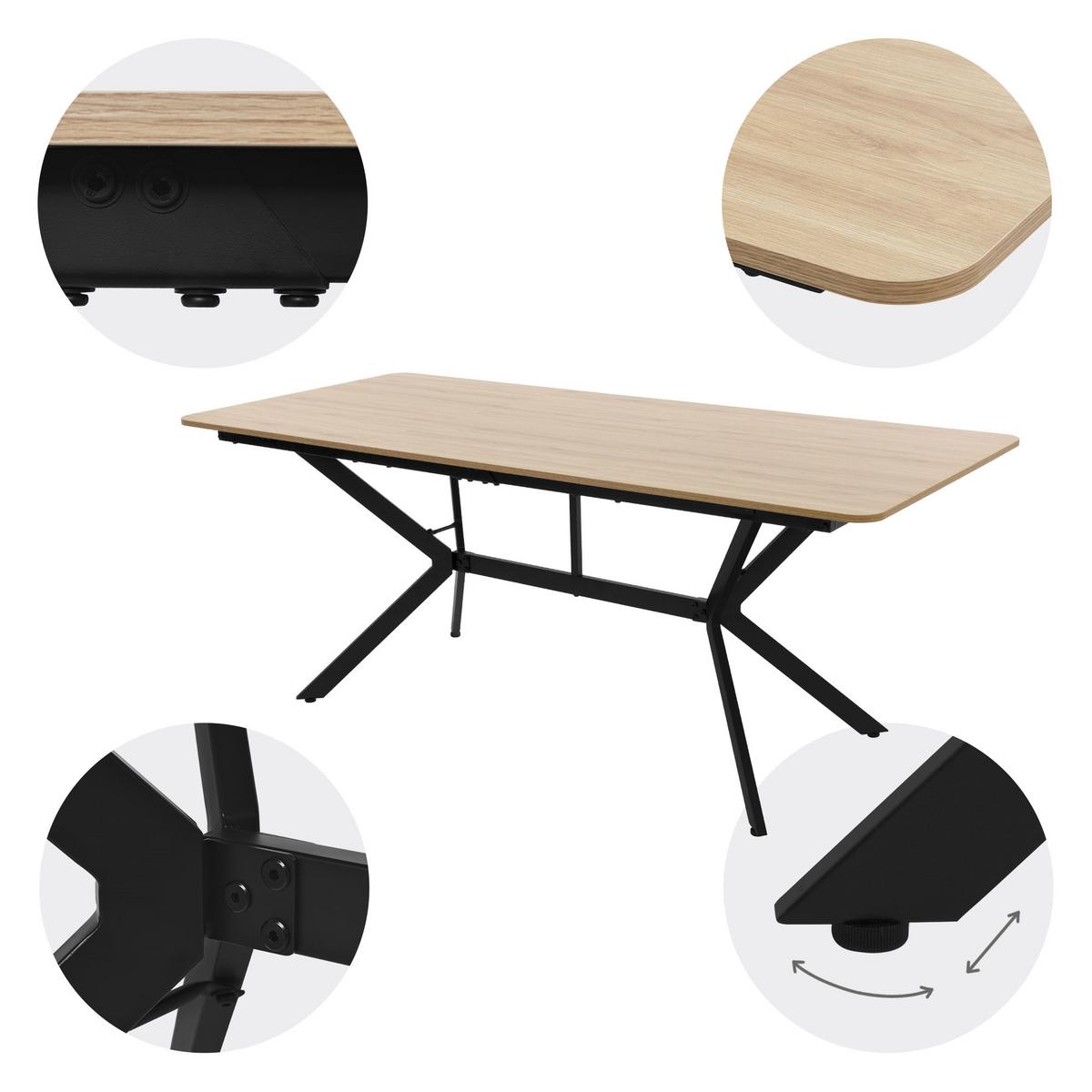 ESSTISCH aus MDF Hellbraun mit Stahlgestell rechteckig - Hellbraun, Holzwerkstoff (180/80/75cm) - ML-DESIGN
