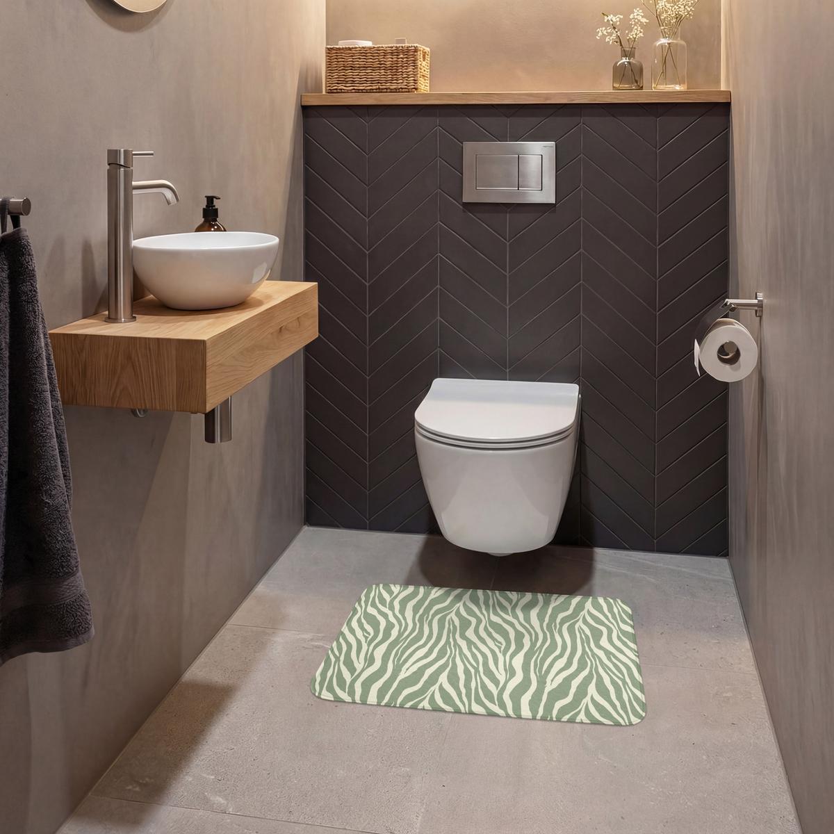WC-VORLEGER Zebra - Motiv - Grün Toilettenvorleger 60x40 cm - Salbeigrün, Textil (60/1cm) - OnlyWow