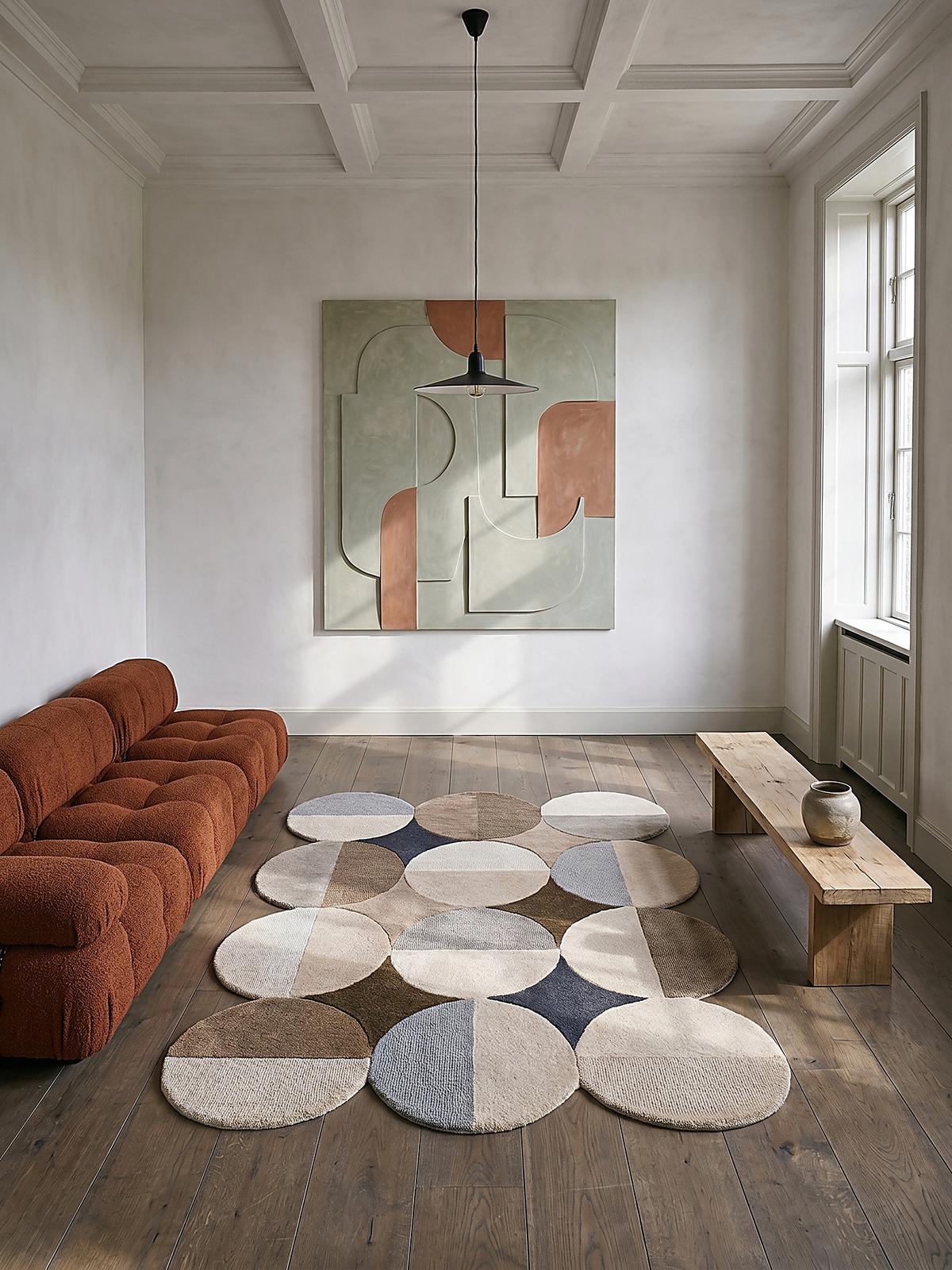 WOLLTEPPICH HALLEIN, mit Wellenmuster, Beige-Braun, 160 x 230 cm - Beige, Textil (230/160cm) - KADIMA DESIGN