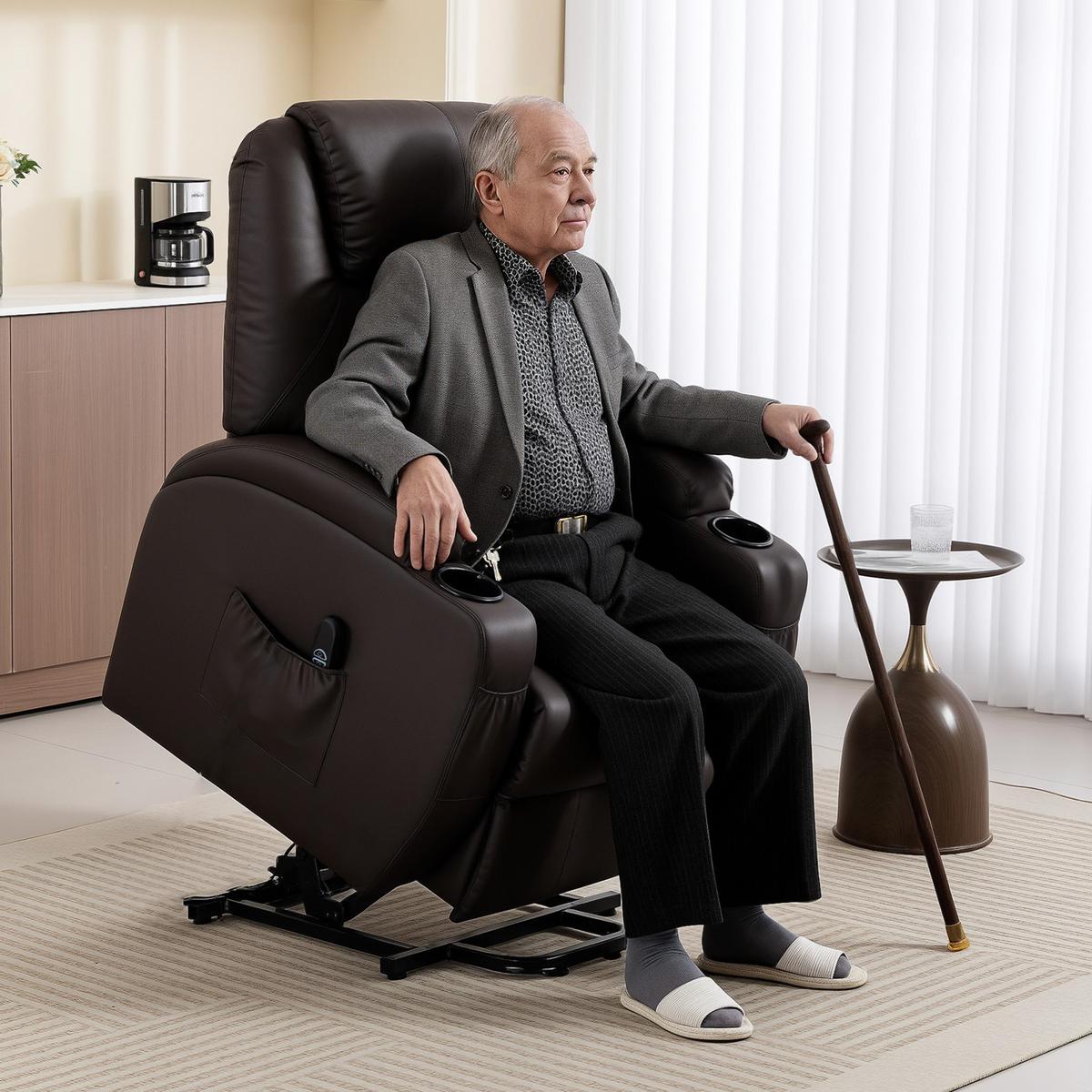 RELAXSESSEL Kunstleder Metall Bräune - Schwarz/Braun, Textil/Metall (83/107/95cm) - HOMCOM