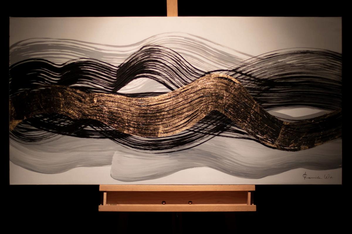ACRYLBILD HANDGEMALT 120/60 cm - Schwarz/Weiß, Holz/Textil (120/60cm) - KUNSTLOFT