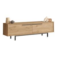 TV-ELEMENT Urejovle - Eichefarben/Schwarz, Holzwerkstoff/Metall (160/45/35.5cm) - [en.casa]