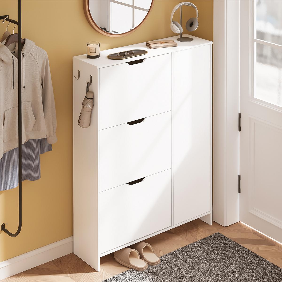 SCHUHSCHRANK mit klappbaren Fächern und Haken FSR220-W - Ahornfarben, Fell (84/121/24cm) - SoBuy
