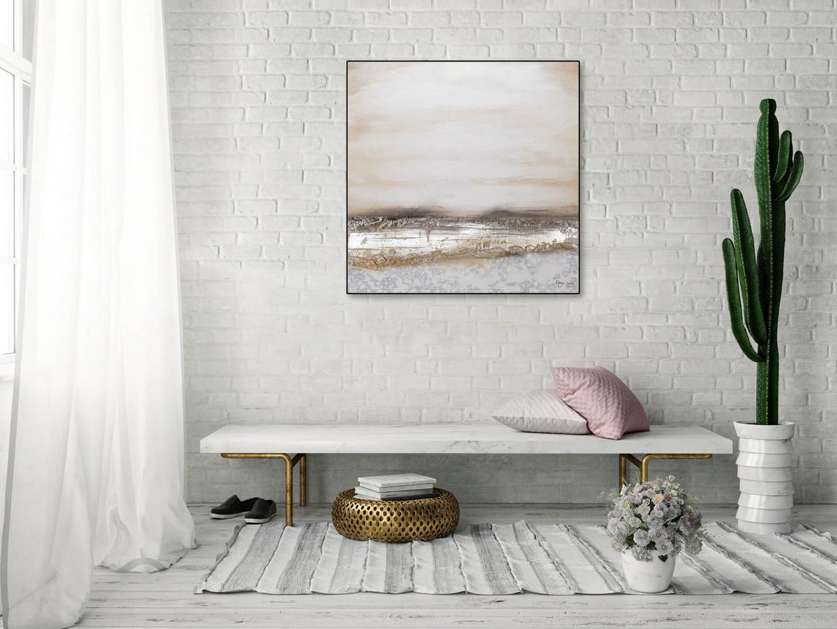 ÖLGEMÄLDE 80/80 cm - Silberfarben/Kupferfarben, Holz/Textil (80/80cm) - KUNSTLOFT