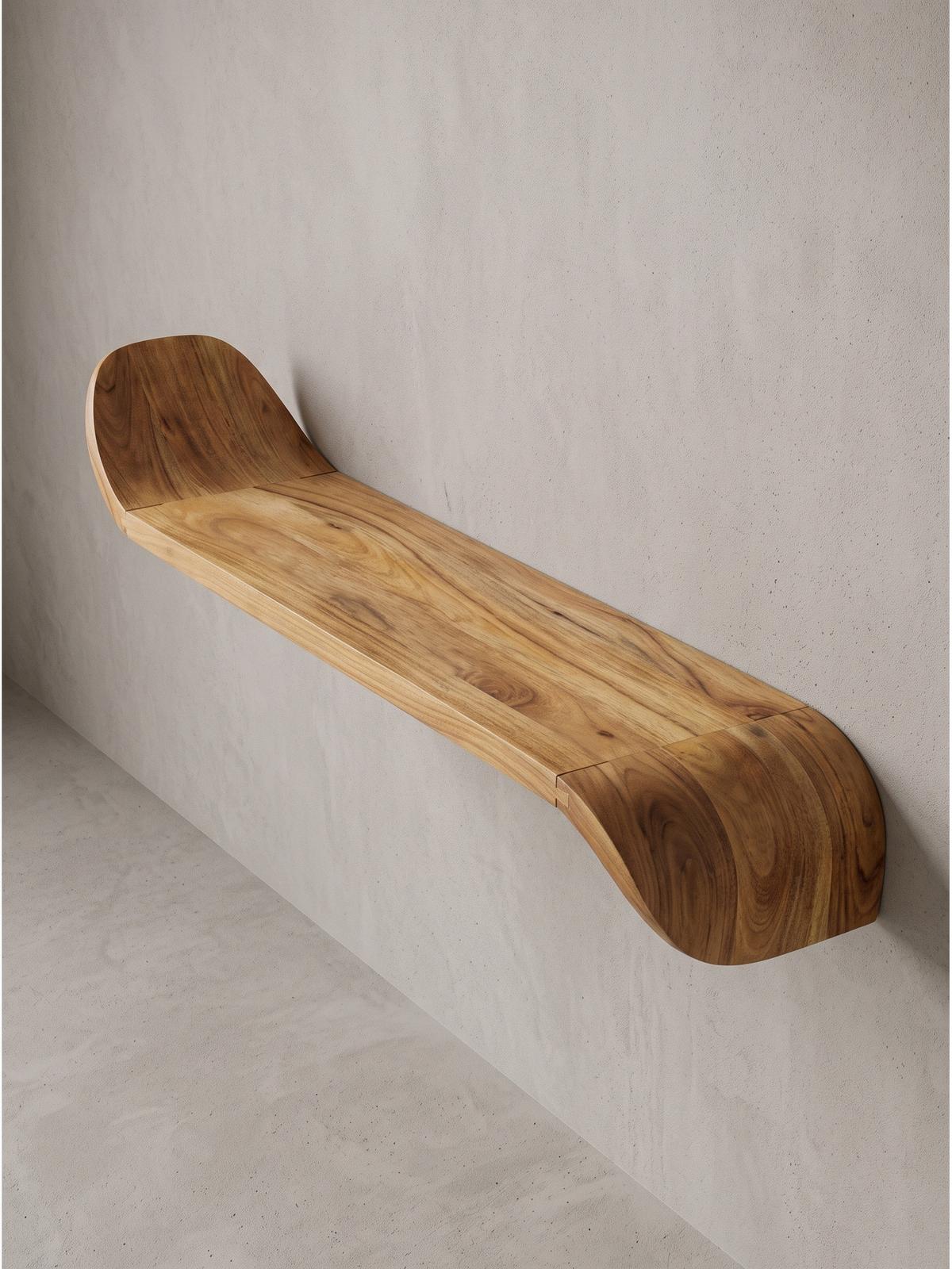 WANDREGAL ARBOGA, Mango Massivholz, handgefertigt, 120 x 20 x 36 cm - Braun, Holz (120/36/20cm) - KADIMA DESIGN