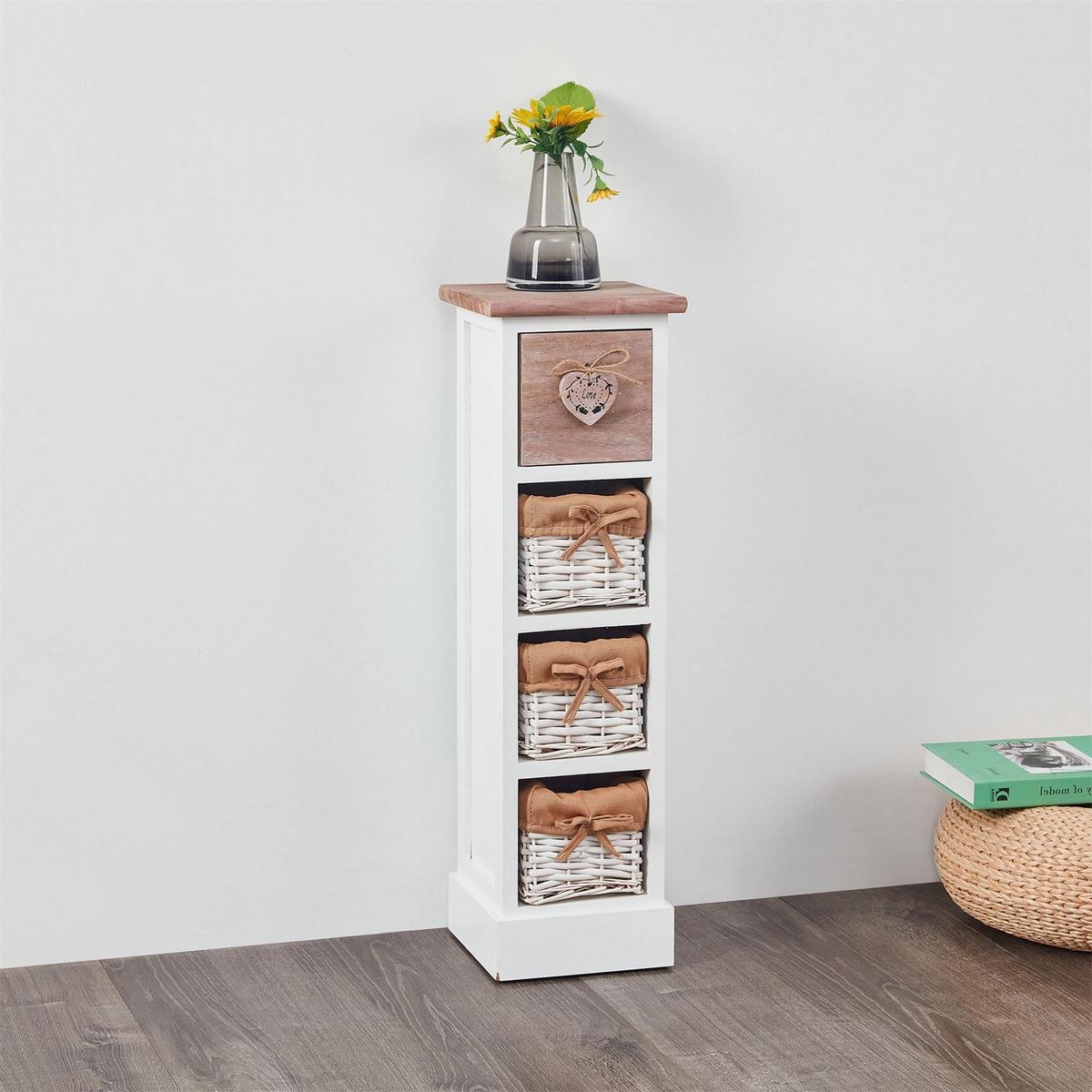 KOMMODE FLOWER weiß/braun - Weiß/Braun, Holz (21/70/21cm) - CARO-Möbel
