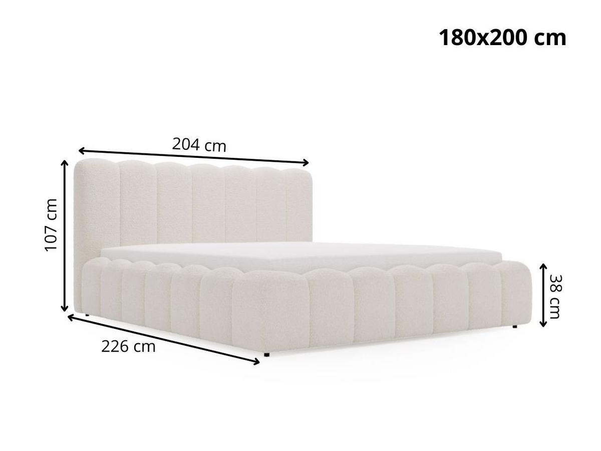 POLSTERBETT Smile 180x200 Bouclé-Stoff Hellgrau - Hellgrau, Textil (180/200cm) - Graingold