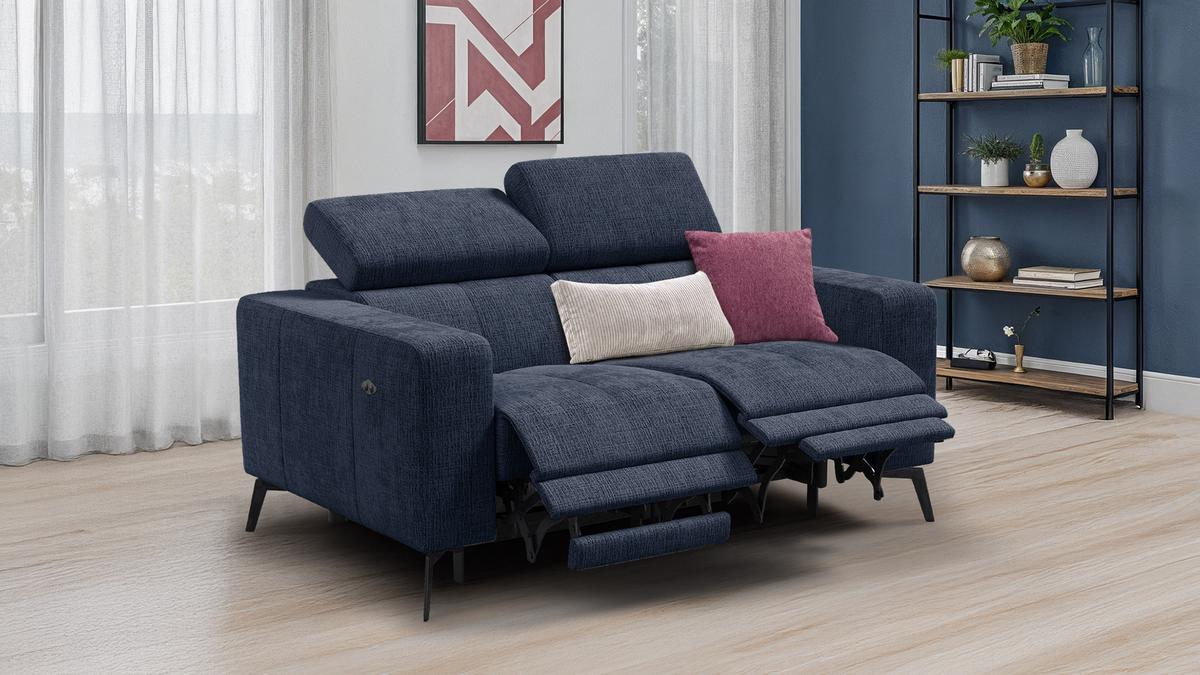 RELAXSOFA MORELLO 2-Sitzer, marineblau, 2 x Relax Zero Gravity - Dunkelblau, Holz/Textil (164/82/103cm) - Wozimo