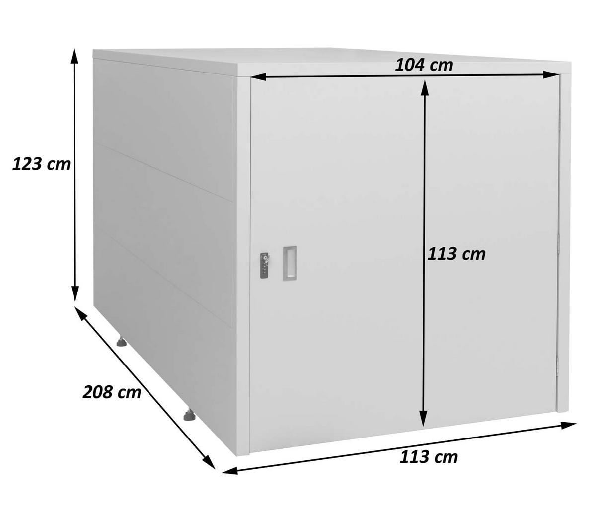 2ER-FAHRRADGARAGE rechteckig Hellgrau - Hellgrau, Metall (113/123/208cm) - MCW
