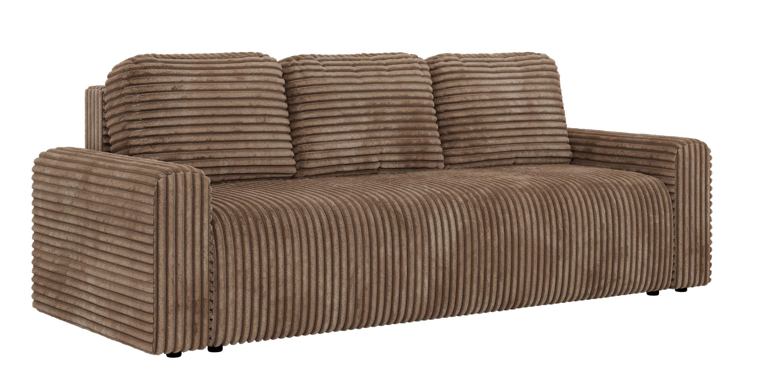 3-SITZER-SOFA NESSARO - Braun Cord - Schwarz/Braun, Kunststoff/Textil (243/92/90cm) - MKS
