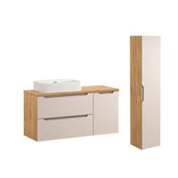 BADMÖBEL 120cm Mallory 2er-Set Beige und Holz - Braun, Holzwerkstoff (120/59.5/46cm) - Petits-meubles