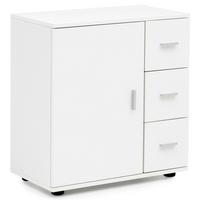 BADSCHRANK Weiß 60x65,5x33 cm mit großem Stauraum in matter Ausführung - Schwarz/Weiß, Holz (60/66/33cm) - KADIMA DESIGN