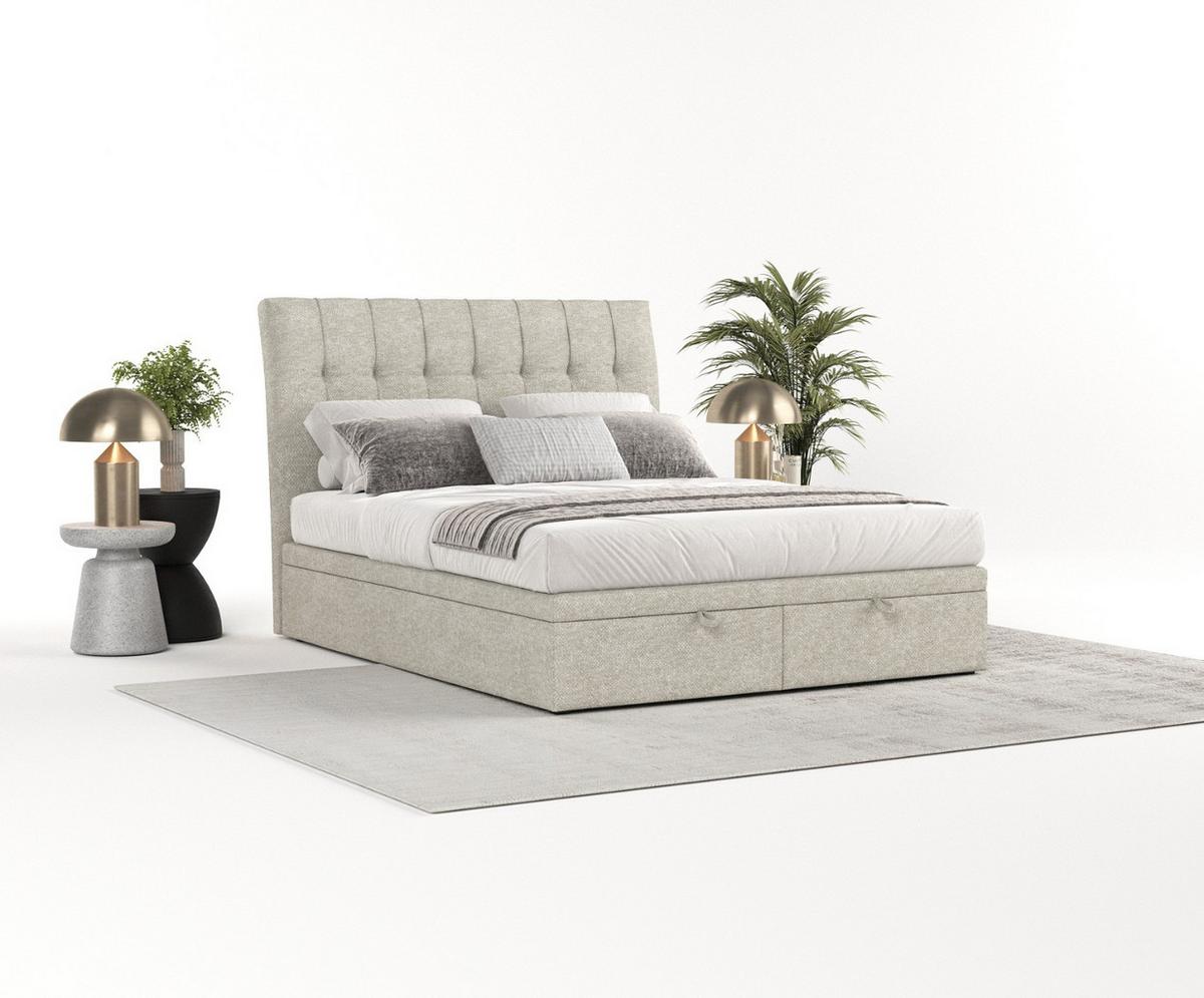 POLSTERBETT Kelsea mit Stauraum 140/200 cm Beige im Alta Stoff - Beige/Schwarz, Holz/Holzwerkstoff (140/200cm) - AltaBeds