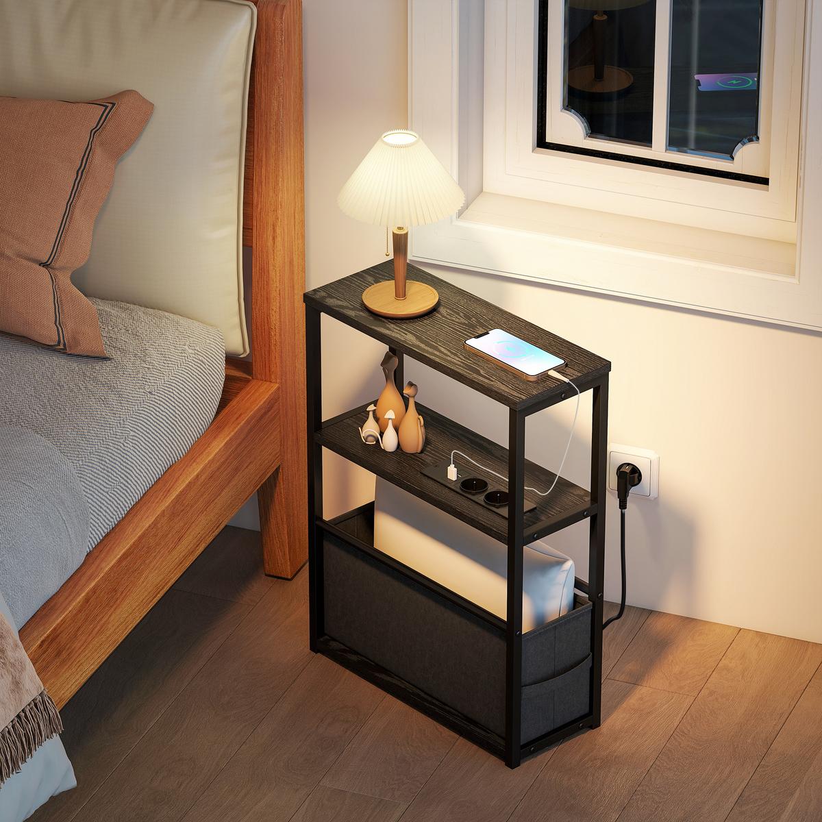 BEISTELLTISCH MDF Stahl Schwarz - Schwarz, Holzwerkstoff (45/18/60.2cm) - HOMCOM