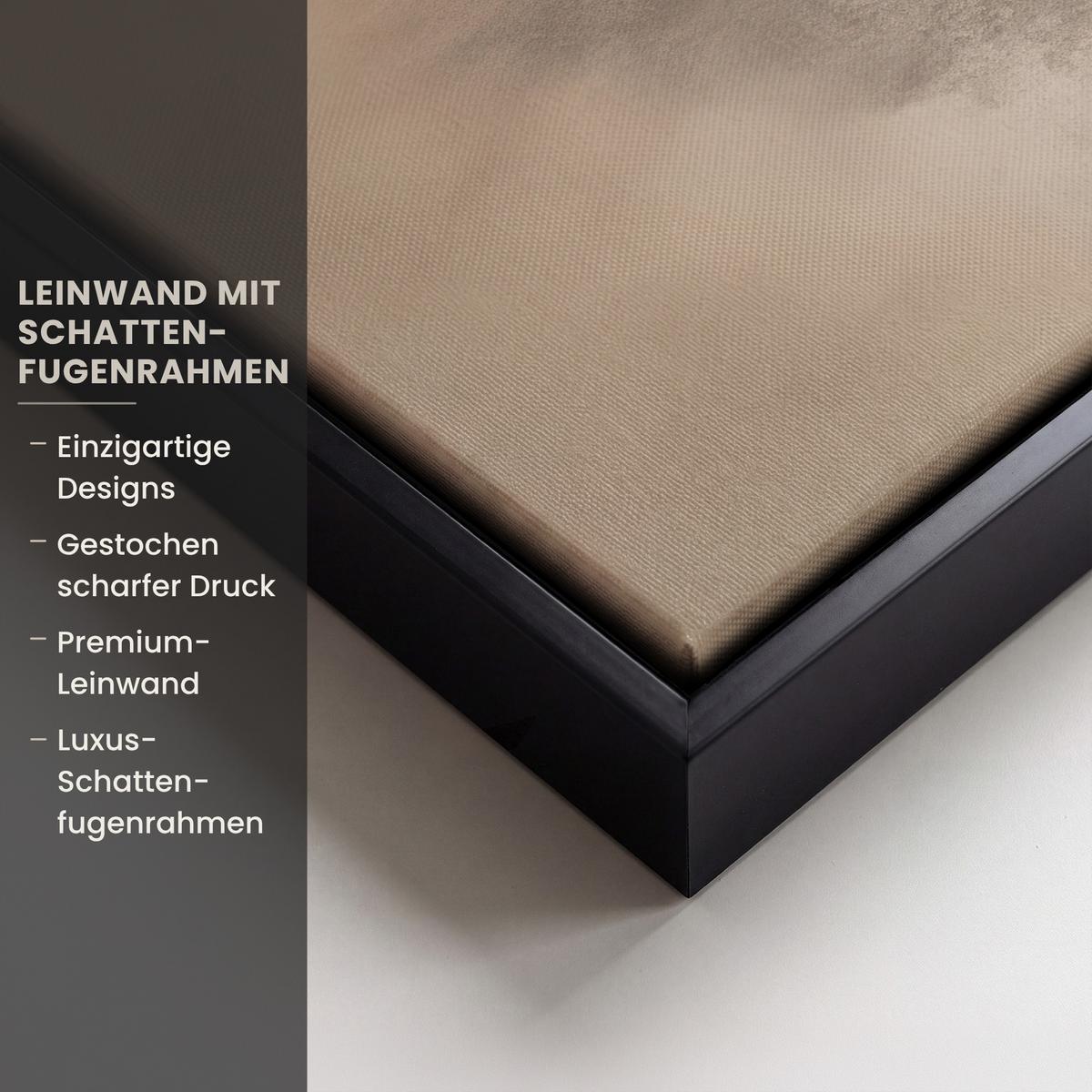 LEINWAND Bilder mit Rahmen - Vogel - Beige - Japanisch - 30x20 - Taupe, Textil (30/20cm) - MuchoWow