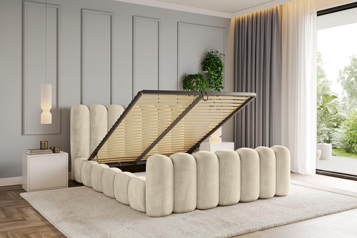 POLSTERBETT mit Bettkasten, Fußteil und Lattenrost, Boxbett ohne Matratze - SENA-Z 140x200 Beige - Ecru, Holzwerkstoff/Textil (140/200cm) - ALTDECOR
