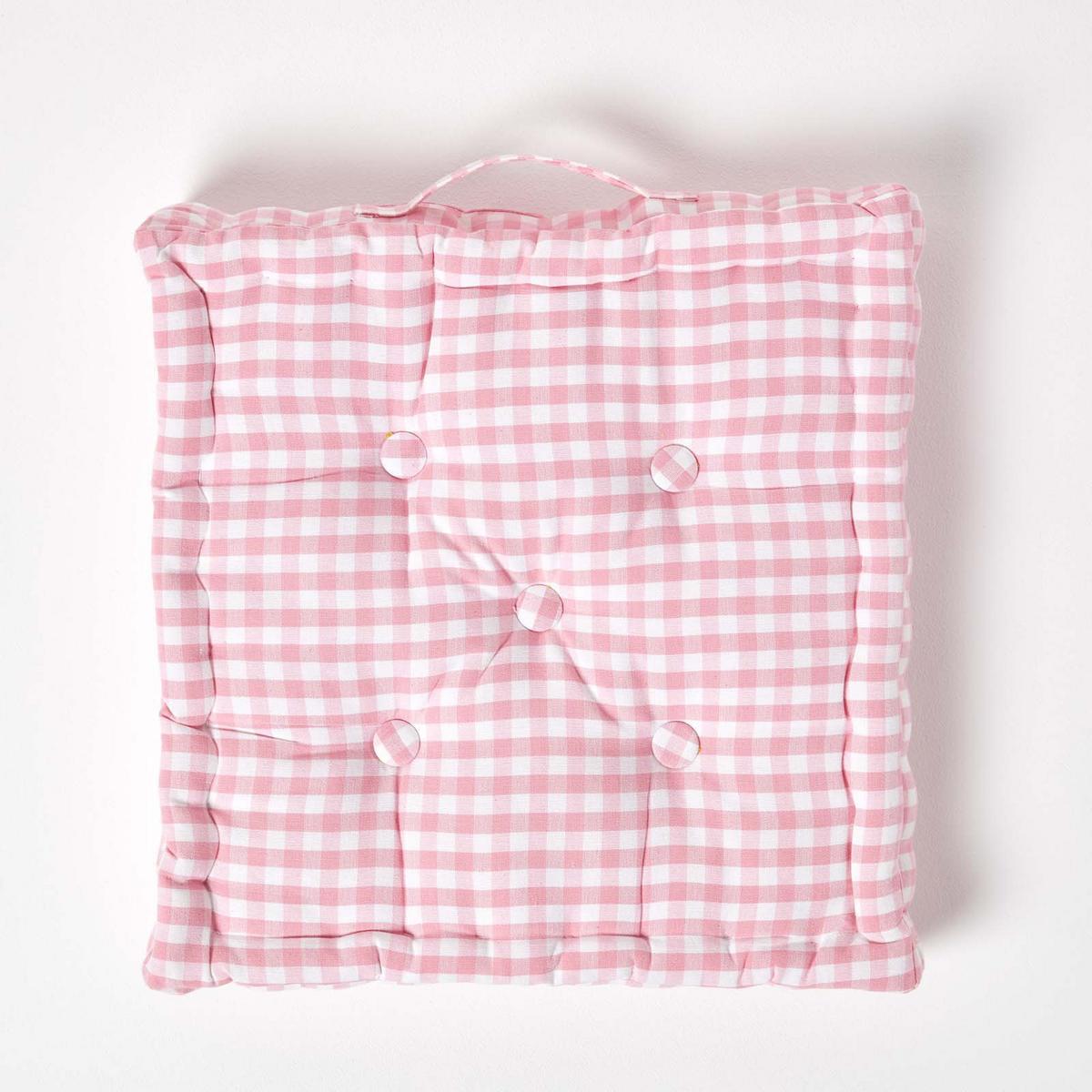 SITZKISSEN rosa kariert 40/40/8 cm – Bodenkissen Vichy-Karo - Rosa, Textil (40/40/8cm) - Homescapes