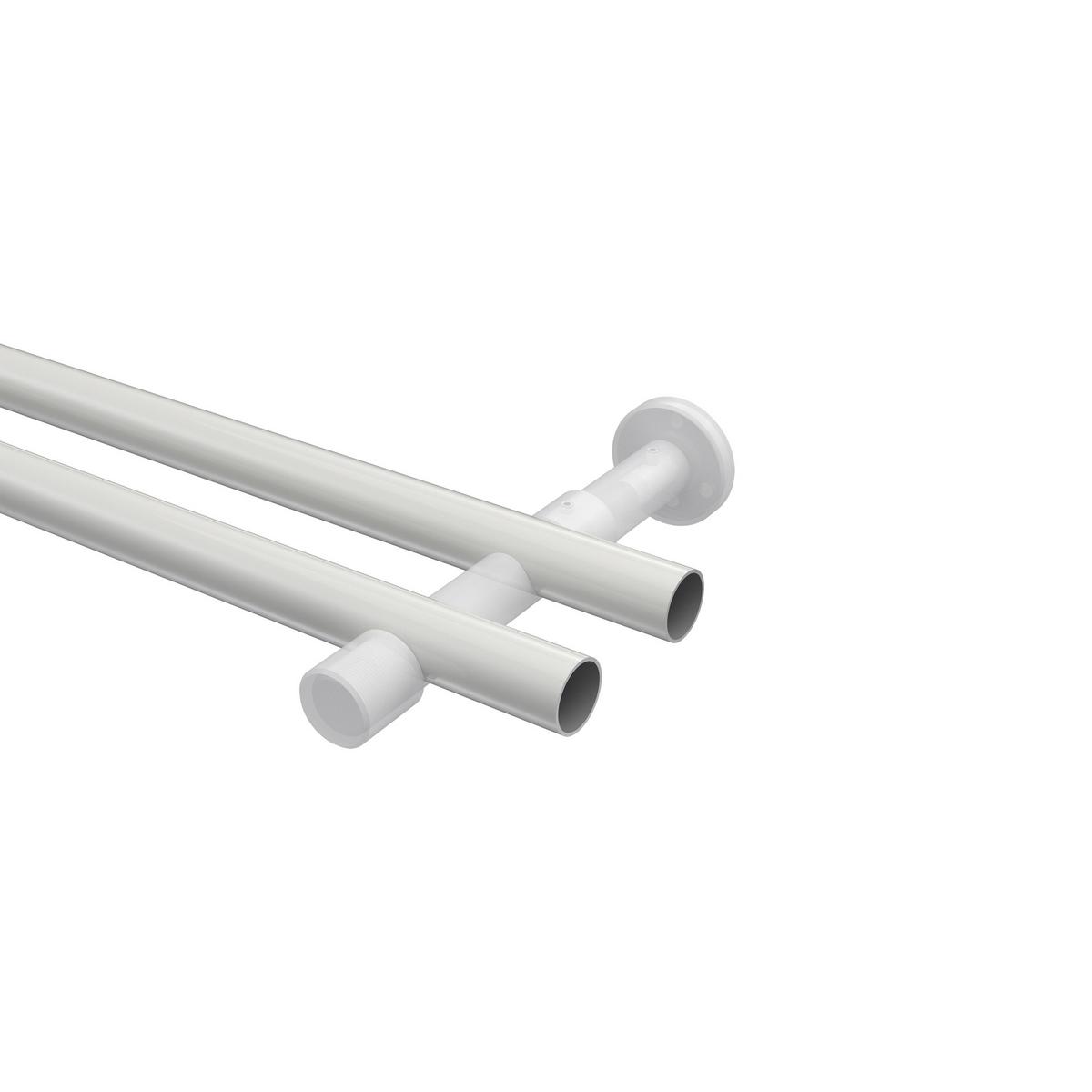 GARDINENSTANGE Prestige Zoena 140 cm, 2-läufig (ohne Ringe), 20 mm Ø Weiß - Weiß, Metall (140cm) - INTERDECO