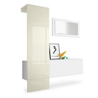 GARDEROBE Carlton Paneel in Creme Hochglanz - Creme, Holzwerkstoff (156/193/35cm) - Vladon