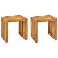 GARTENSTUHL 2er- Set Holz Heller Holzfarbton Bellano - Hellbraun, Holz (45/43/35cm) - Beliani