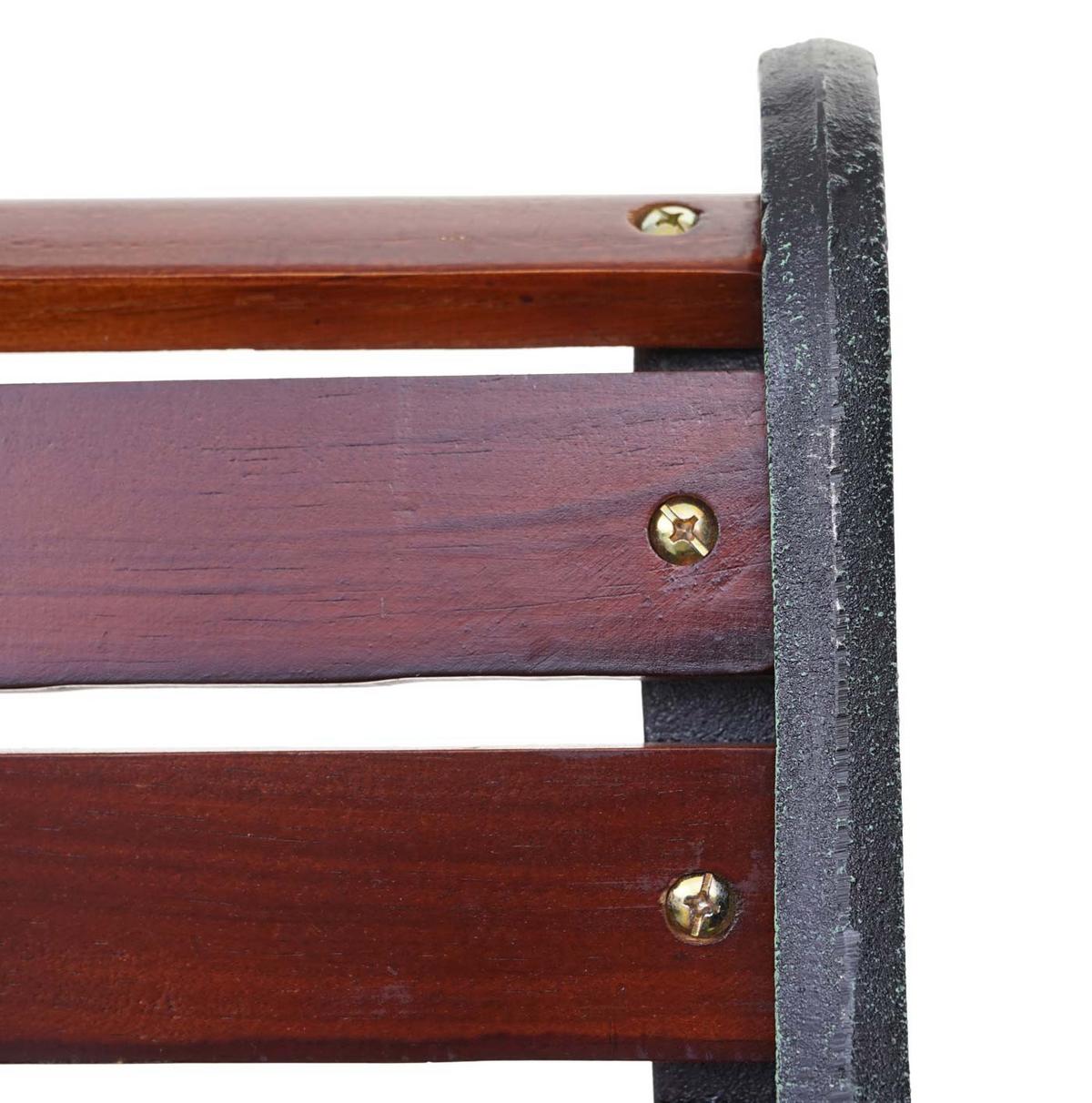 GARTENBANK Schwarz, Teak Dekor - Schwarz/Teakfarben, Holz (125/72/37cm) - MCW