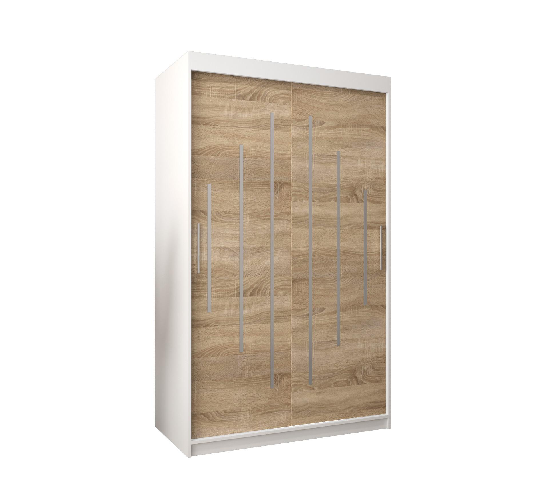 SCHWEBETÜRENSCHRANK 200/120/62 2-türig - Silberfarben/Weiß, Holz/Kunststoff (120/200/62cm) - Abiks Möbel