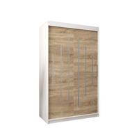 SCHWEBETÜRENSCHRANK 200/120/62 2-türig - Silberfarben/Weiß, Holz/Kunststoff (120/200/62cm) - Abiks Möbel