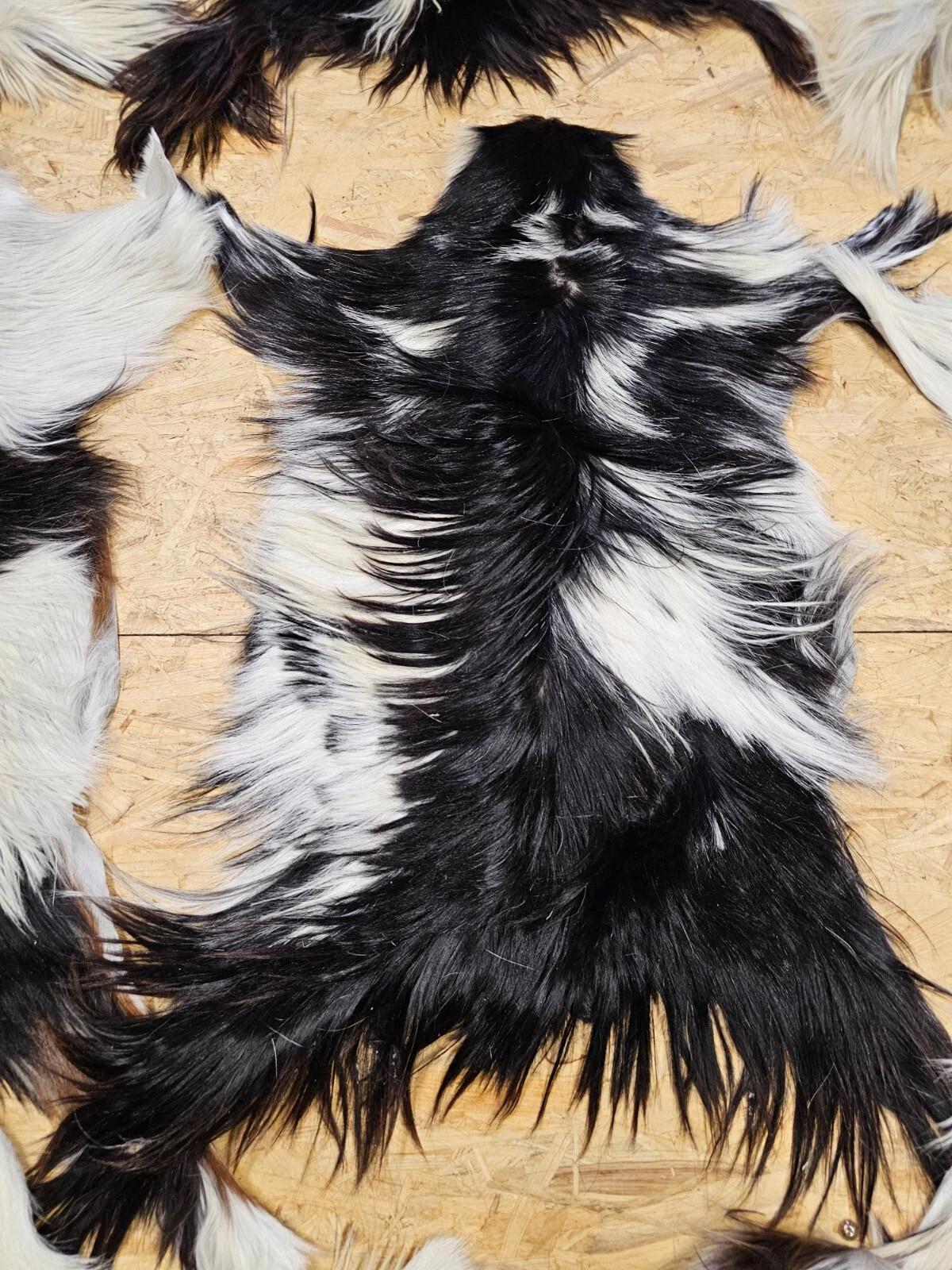 FELL Ziegenfell Schwarz-Weiß Naturfarben Teppich ca. 90 cm 1.Wahl - Schwarz/Weiß, Fell (50/90cm) - Provellus