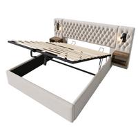 DOPPELBETT Beige 261/210/105 cm - Beige, Holzwerkstoff/Textil - Urban Meuble