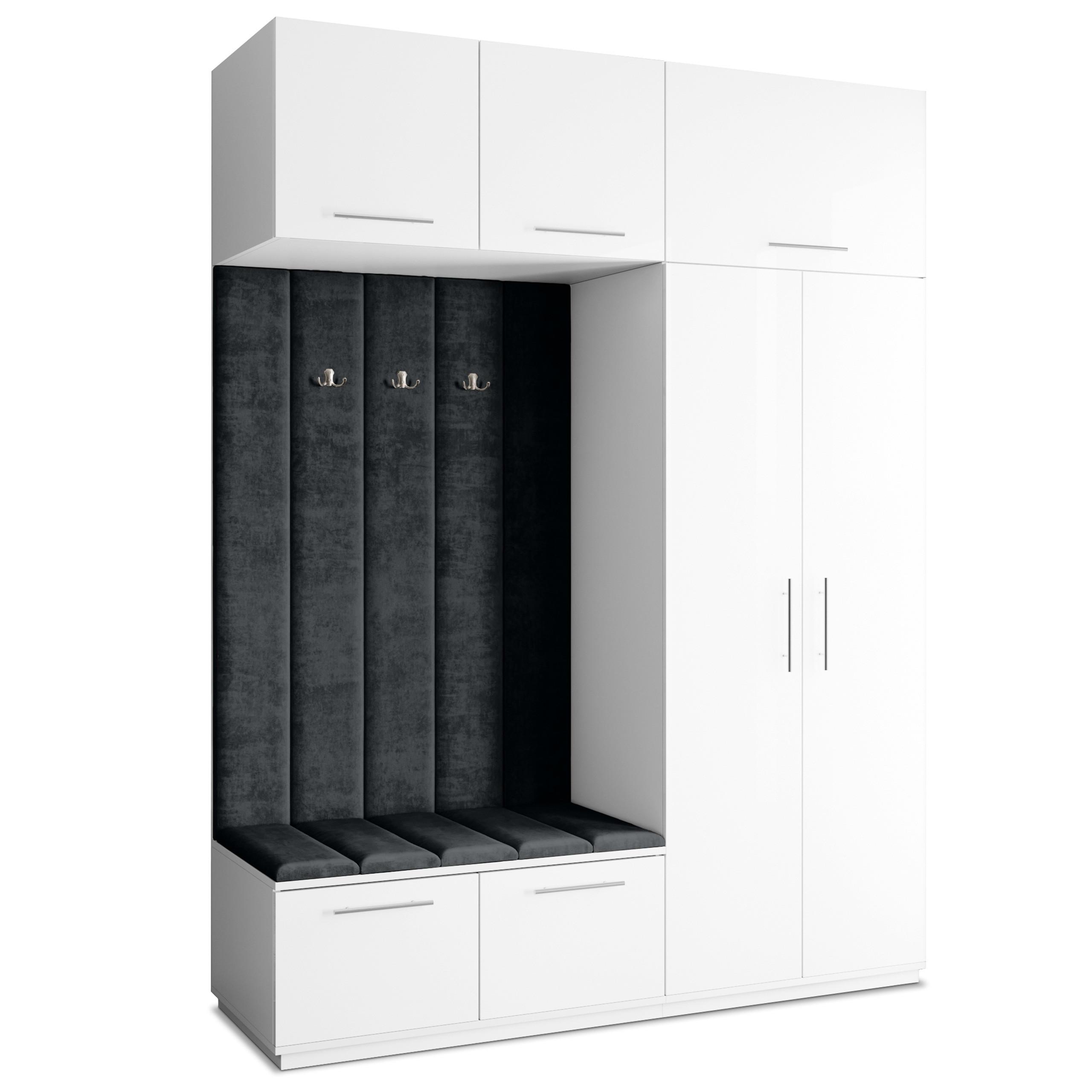 GARDEROBENSCHRANK REMA 180/240/60 cm Modern Weiß - Schwarz/Weiß, Holzwerkstoff (180/240/60cm) - MASSENO