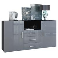 SIDEBOARD Skadu Front in Grau Hochglanz - Grau, Holzwerkstoff (138.5/71.5/35cm) - Vladon