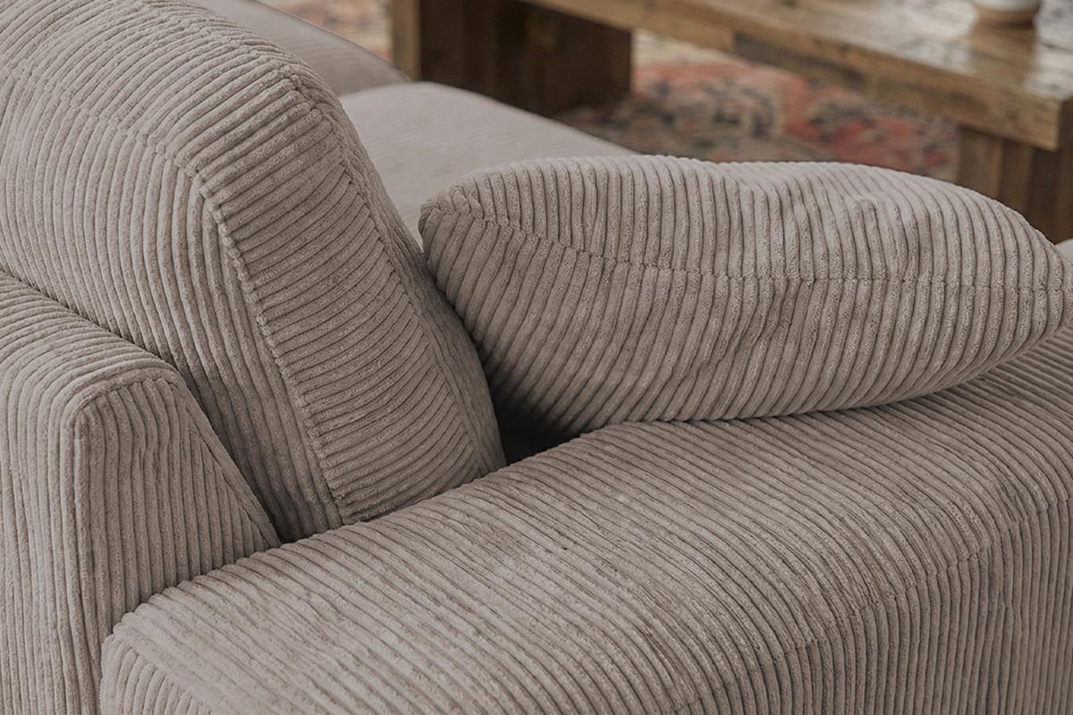 SOFA NETTA Taupe Cord - Taupe/Braun, Birkenholz/Textil (226/90/116cm) - KAWOLA