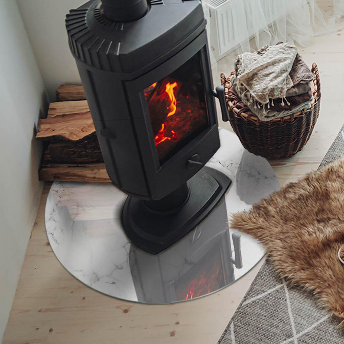 GLASPLATTE für Kamin Ø 70 cm - Weiß, Glas (70/70/0.4cm) - TULUP