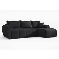 ECKSOFA L Form Malatya Schwarz 246/145/80 cm stilvolle mit Schlaffunktion R - Schwarz, Kunststoff/Textil (246/145cm) - AX Living