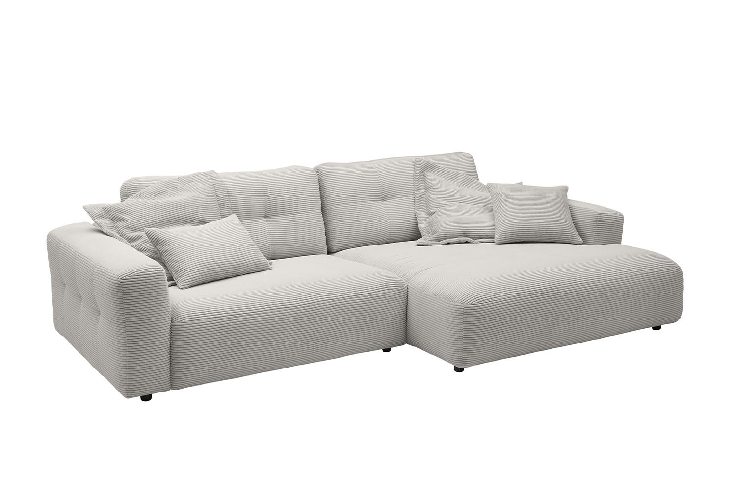 ECKSOFA MIKA Hellgrau Cord - Hellgrau/Schwarz, Kunststoff/Textil (276/167cm) - KAWOLA